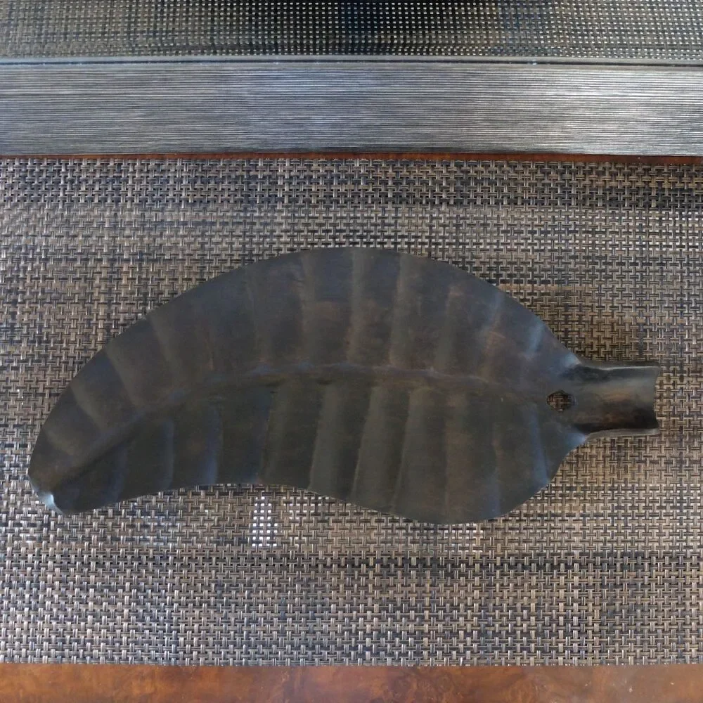Handmade Wooden Leaf Shape Decorative Dish or Wall Decor NEW
